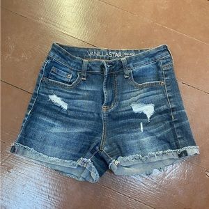 High rise denim shorts